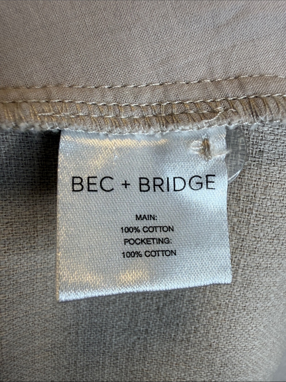 Bec and bridge tan 100% cotton textured weaved knit coastal trouser shorts US 4 - Picture 13 of 13